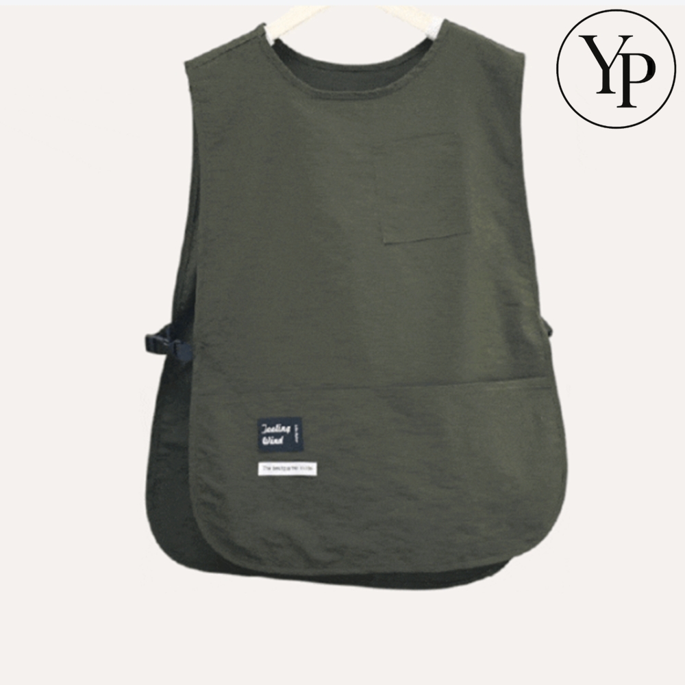 조끼형 앞치마 방수 바스락 포켓 주머니 미용실 공방 카페 하프 숏 작업복 베스트