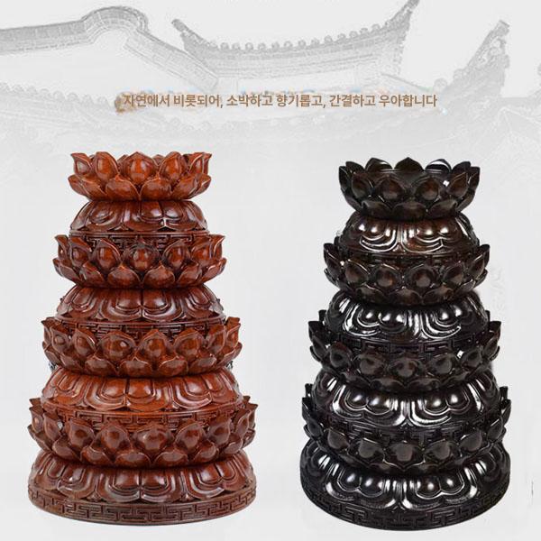 연꽃 불상 받침대 부처님 다이 재단 불교 좌대 로즈우드 6번 17.5x8cm - 상세 이미지 4