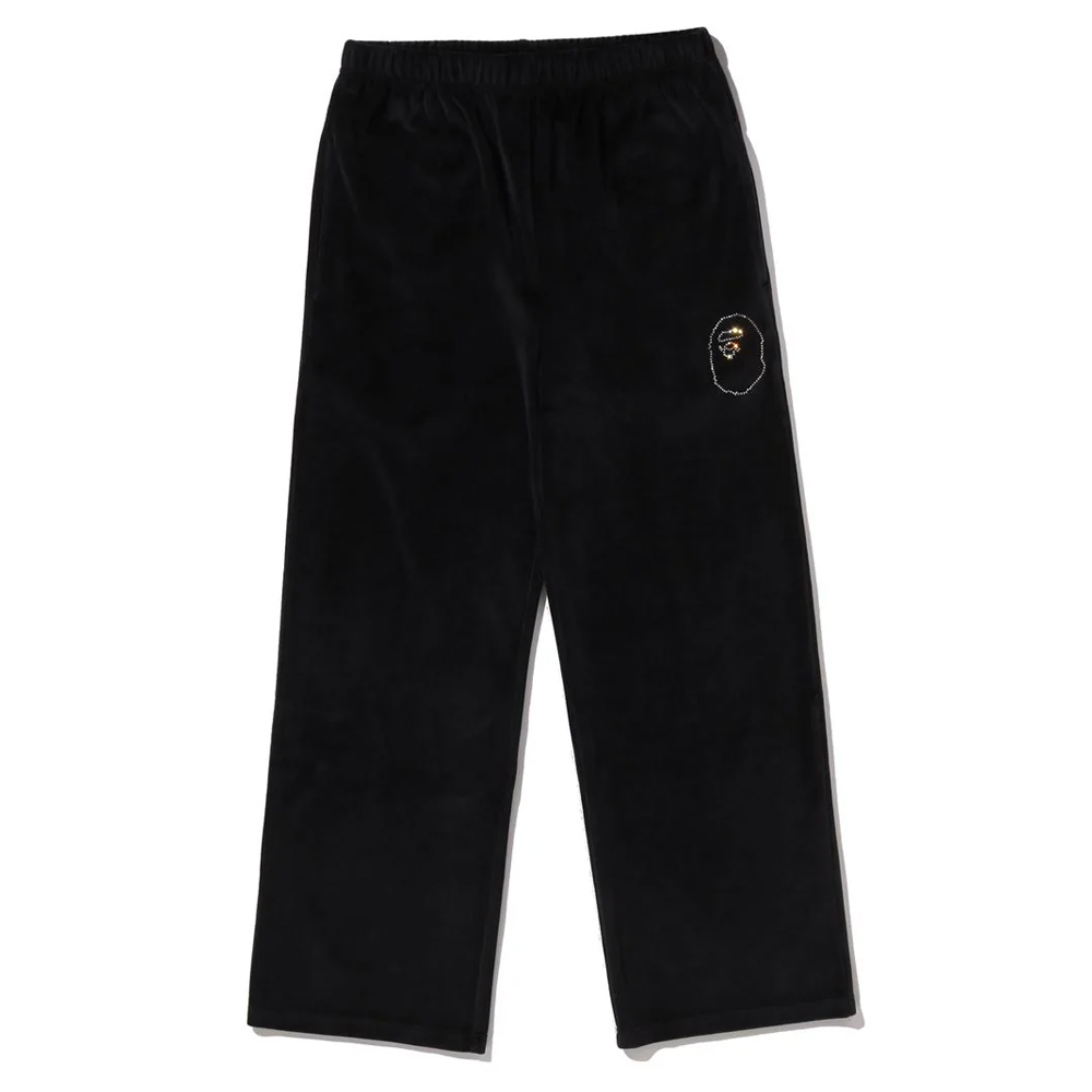 베이프 우먼즈 바지 CRYSTAL STONE APE HEAD VELOUR WIDE PANTS 1L80-252-003 - 상품 이미지