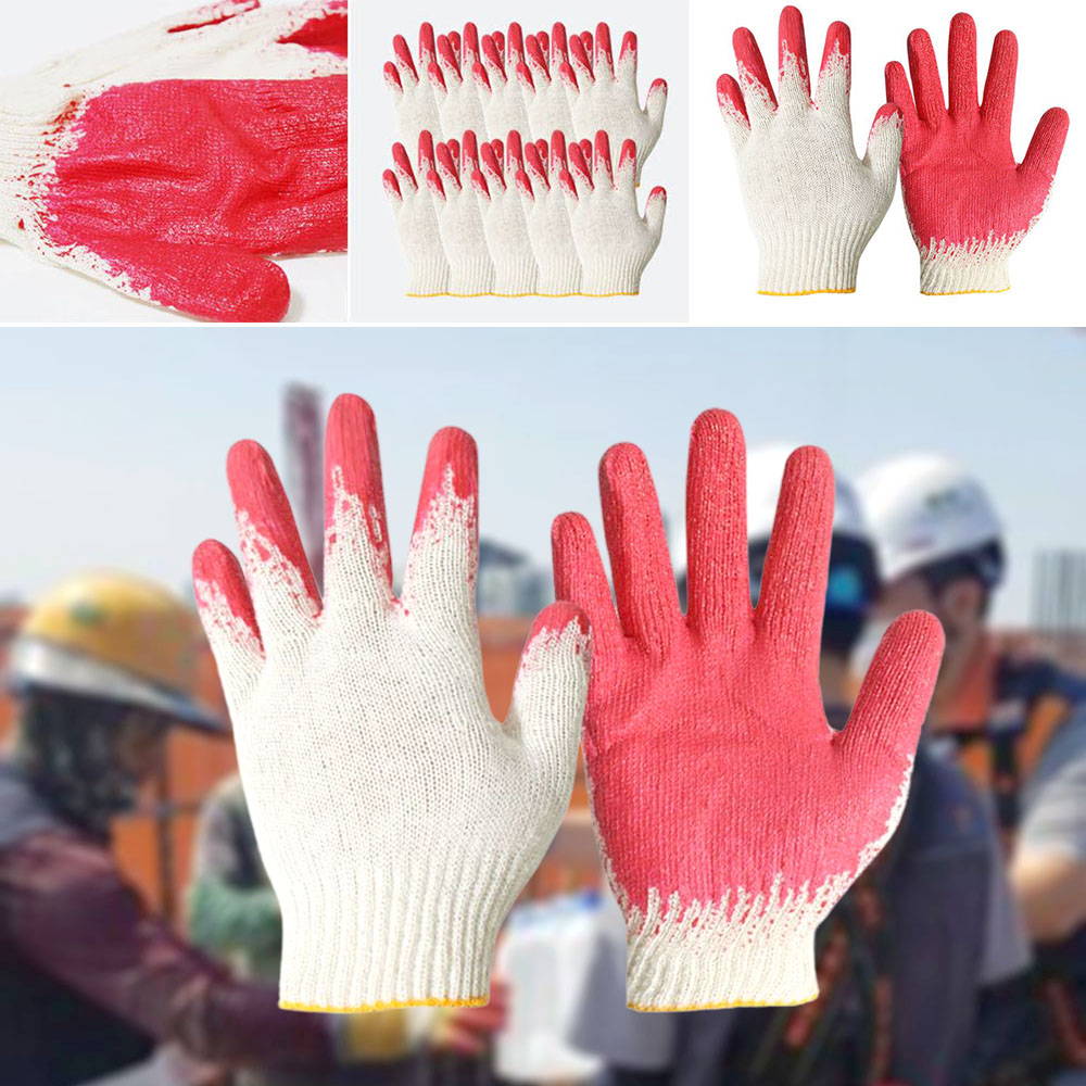 반코팅 빨간 목장갑 10켤레 산업용 안전 글러브 - 상품 이미지