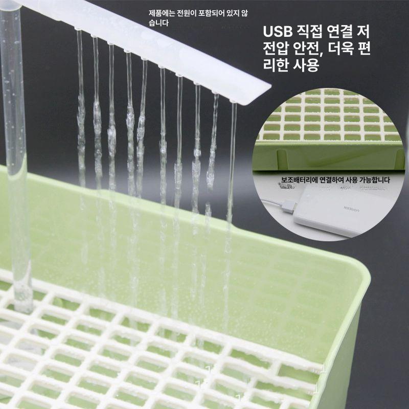 앵무새 샤워 욕조 목욕통 반려묘 놀이터 걸이식 조류용품 피더 조류 급수 그린 욕조 이중레인샤워튜브+워터펌프 - 상세 이미지 4