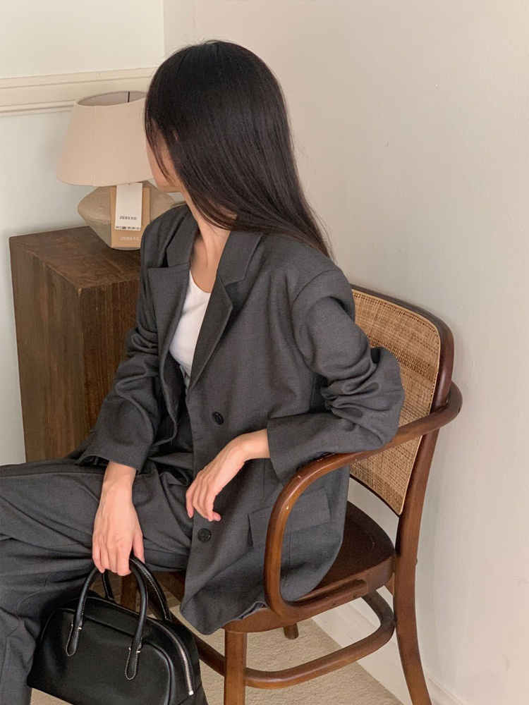고급 텐셀 울 여성정장세트 바지 여자셋업수트 면접복장 여자세미정장 투피스 봄 결혼식 하객룩 이미지 6
