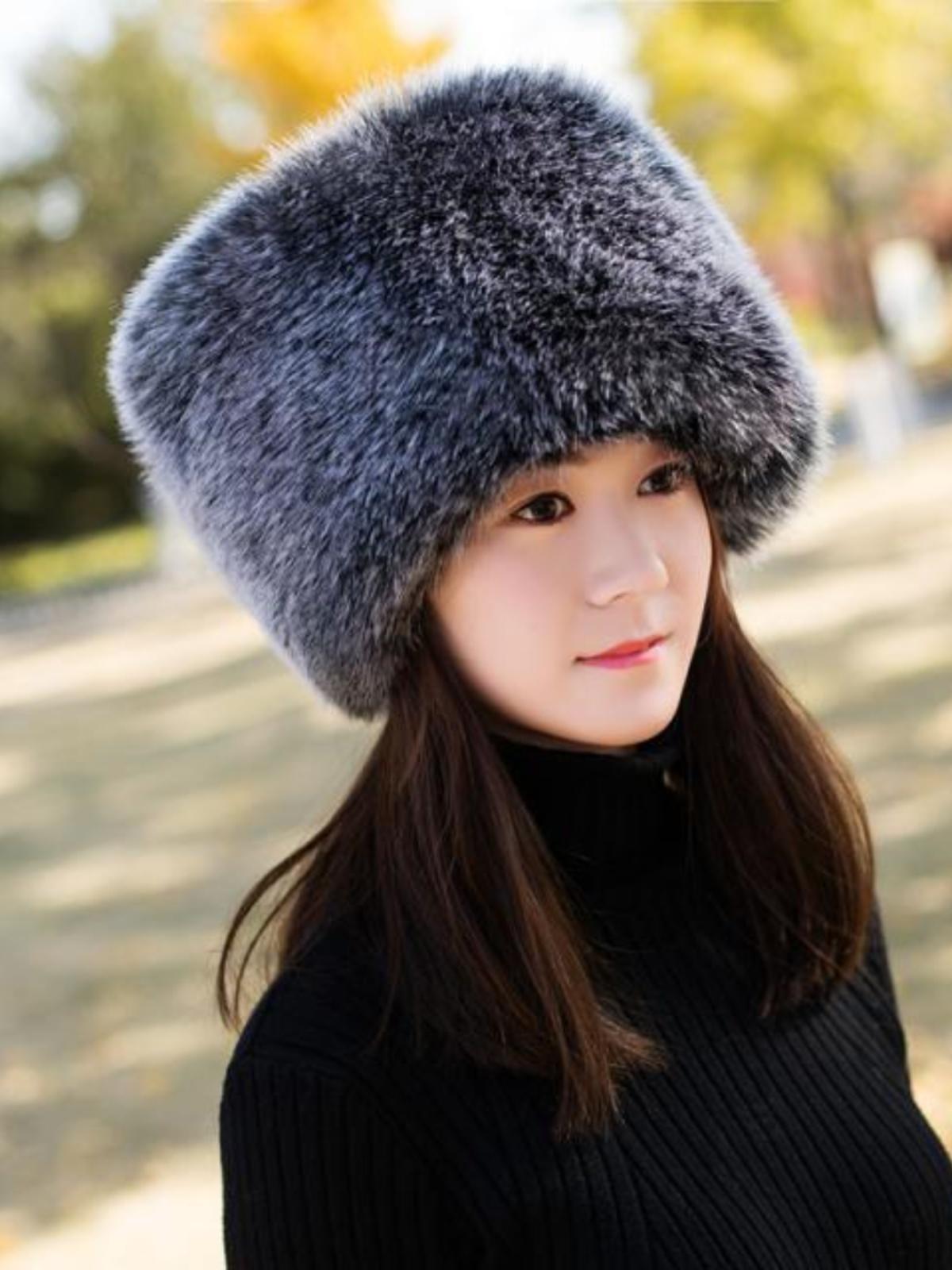 방한 인싸 메텔 군밤장수 러시아 러시아털모자 털헤어캡 귀달이 모피 따뜻한 군밤모자 화이트 블랙 포인티드 M 56-58cm - 상세 이미지 4