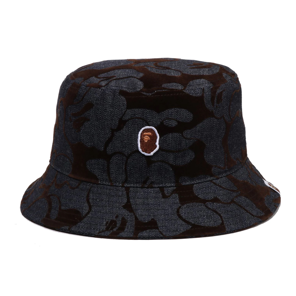 베이프 모자 CAMO FLOCKED DENIM ONE POINT BUCKET HAT 1L80-181-012 - 메인 이미지