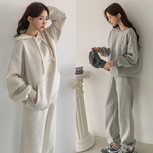 여성 트레이닝세트 츄리닝 조거 와이드 오버핏 후드 트레이닝복 상하세트 기... 착용 후기 | 사이즈/핏 총정리 - 상품 이미지 1