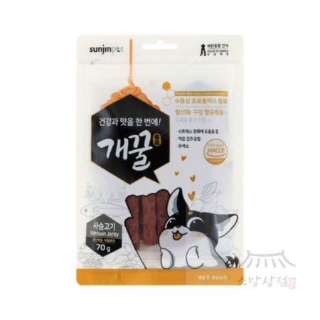 소망상점 [개꿀] 프로폴리스져키 사슴고기맛 70g 강아지육포간식 개육포 건강한강아지간식