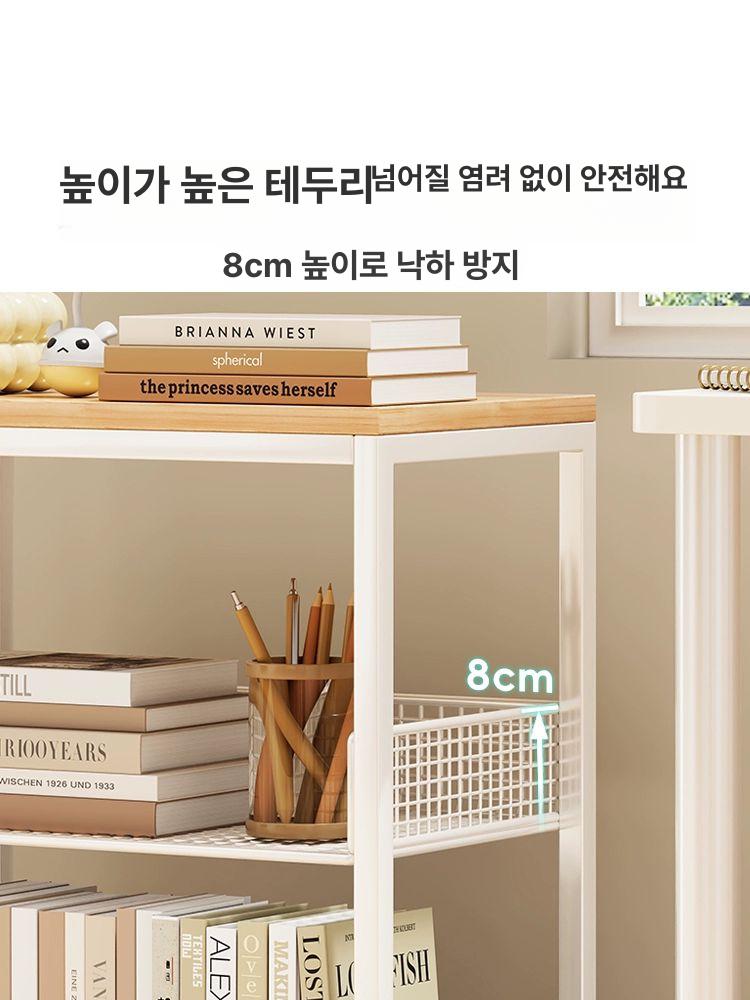 선반 책상밑수납 책꽂이 바퀴 바퀴달린 정리 데스크 스탠딩 이동식 밑 보관함 정리함 책장 바퀴포함 그라스그린화이트 3단 - 상세 이미지 4
