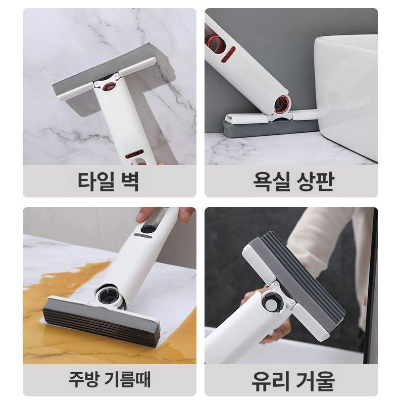 스틱행주 다용도 만능스틱 머리 직물 욕실 설거지 수건 청소스틱 벽부착 주방행주 소형 대걸레+스펀지 헤드 1개 - 상세 이미지 5