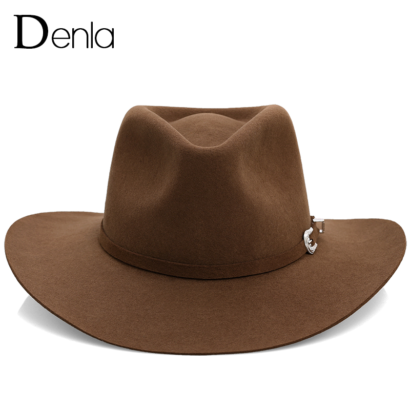 카우보이모자 남자 여자 페도라 가죽모자 연한 펠트 울 라이트브라운 S 54-55cm - 상세 이미지 3