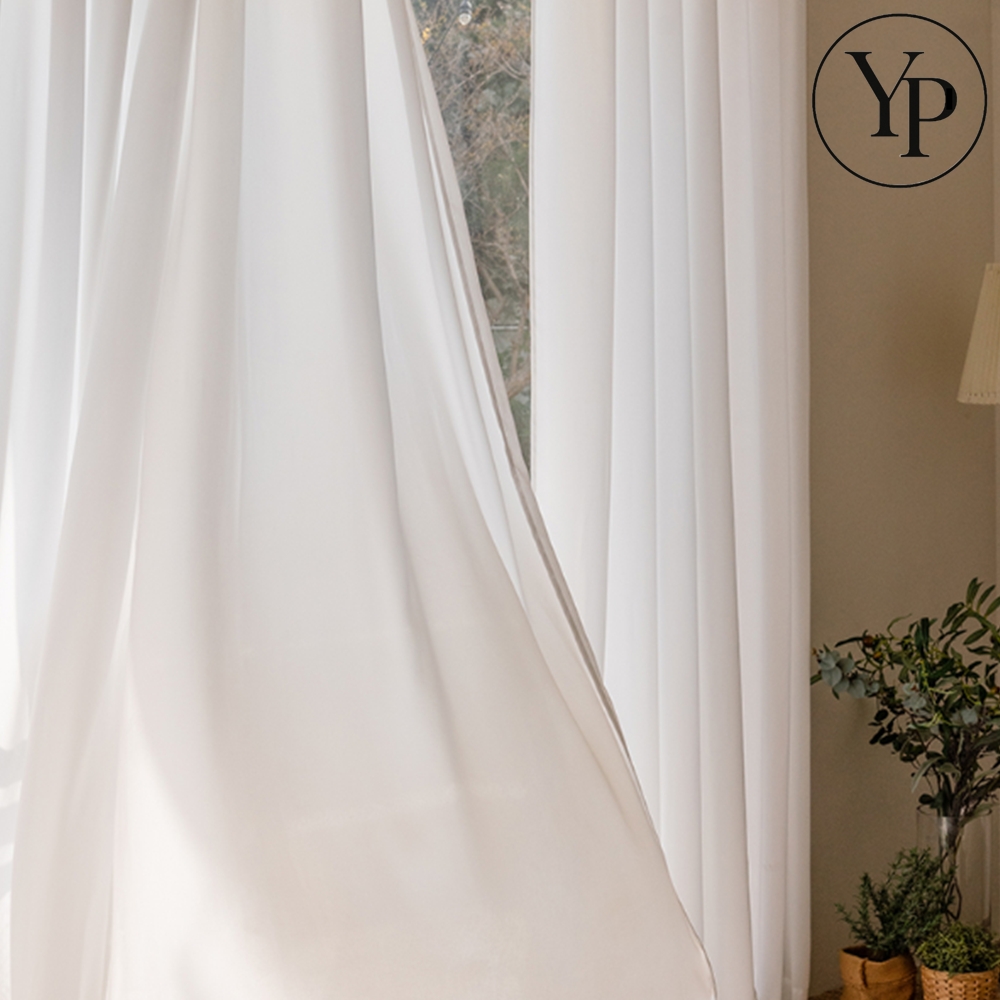 대형 긴창 쉬폰 커튼 레이스 핀형 반투명 자외선차단 사생활 보호 블라인드