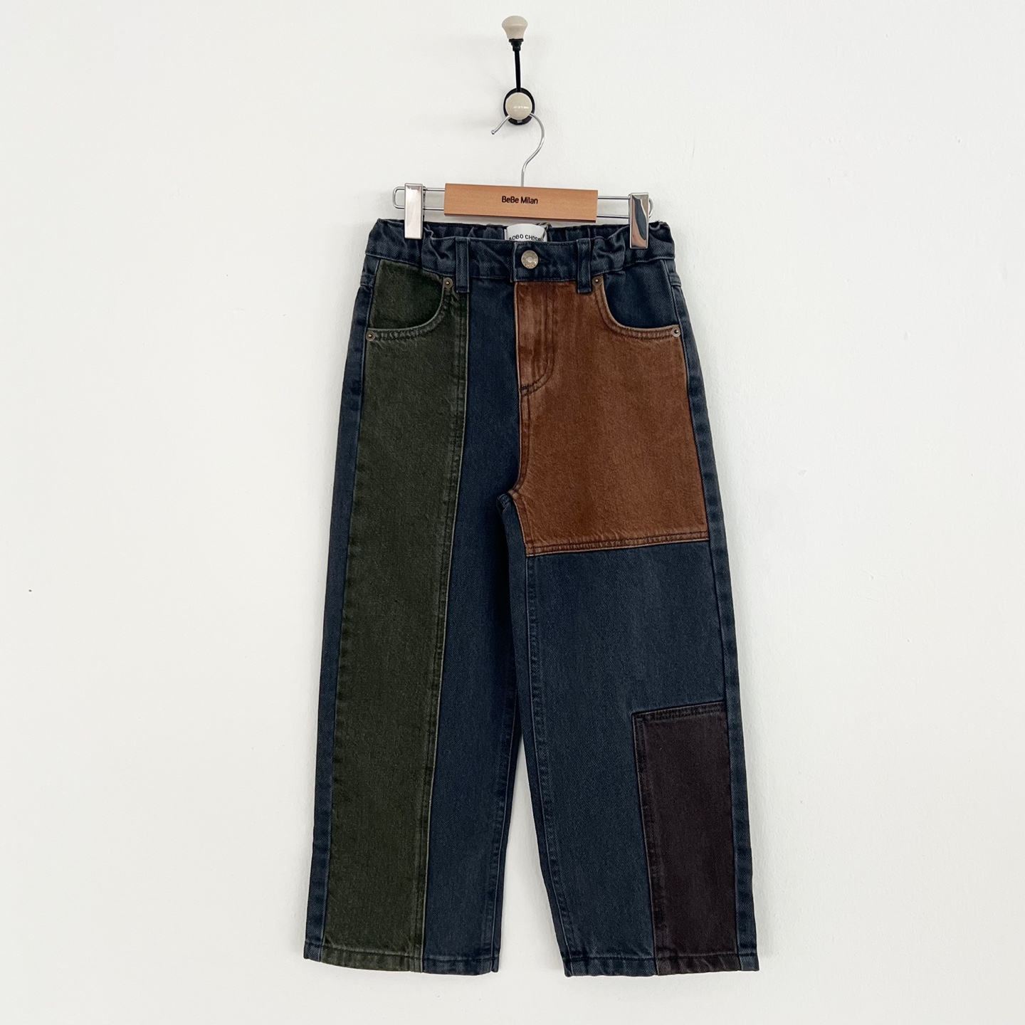 25FW 보보쇼즈 키즈 컬러블럭 데님 팬츠 멀티 B225AC078 991 - 상품 이미지