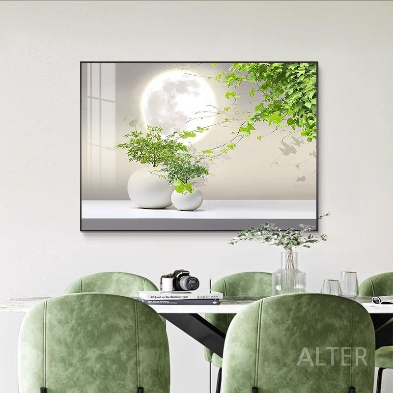 달항아리 그림 초록 대형 벽 액자 거실 보름달 풍수 인테리어 A 60x40cm 골드 프레임 - 상세 이미지 2