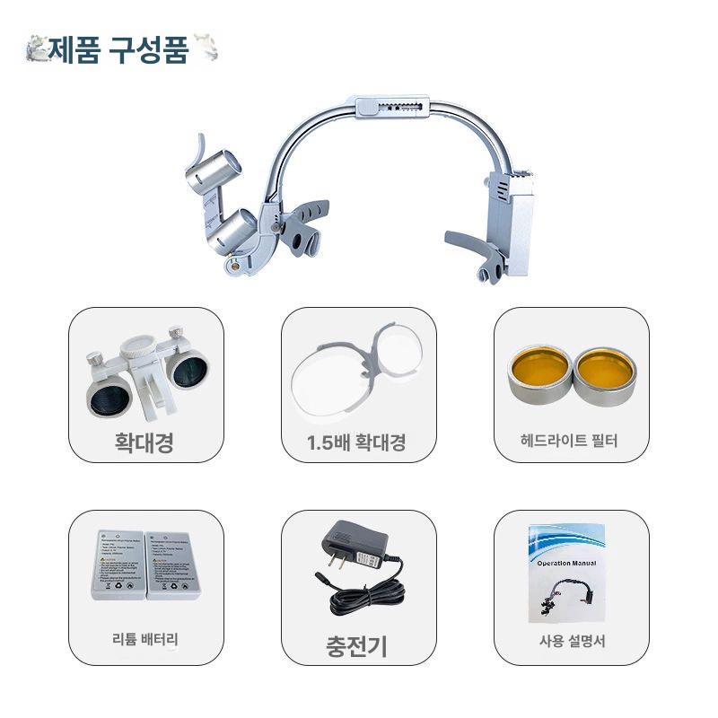 루빼 루페 헤드 라이팅 실버 타투 검진 확대경 병원 롱형 2.5배 실버 확대경 - 상세 이미지 4