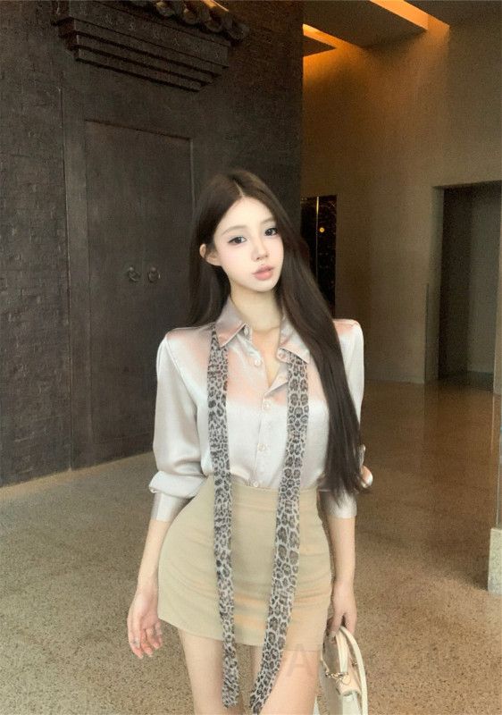 가을 여성 캐주얼 오버핏 긴팔 셔츠 레오파드 프린트 자외선 차단 스타일리시한 착용감 데일리룩 코튼소재 - 상세 이미지 4