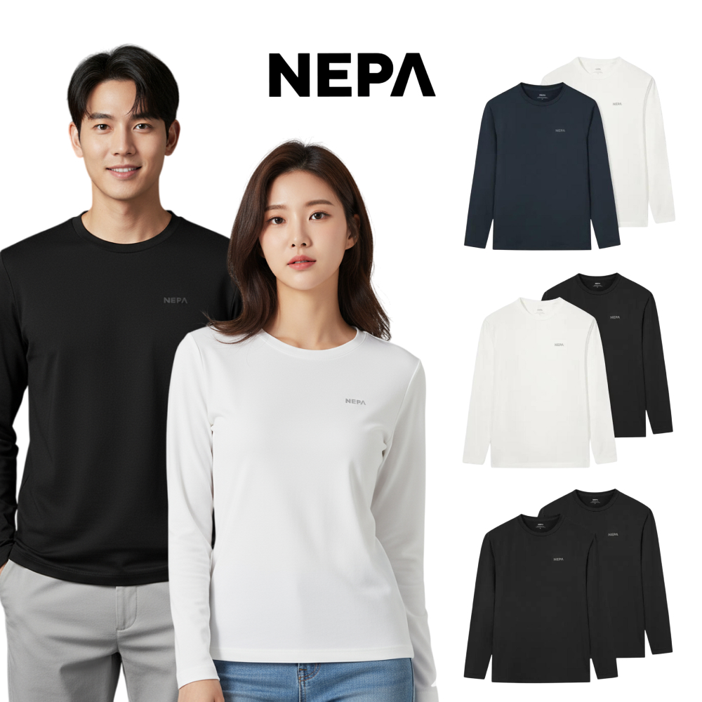 네파 티셔츠 긴팔티 등산 베이스레이어 라운드 1+1 2장 세트 남성 여성