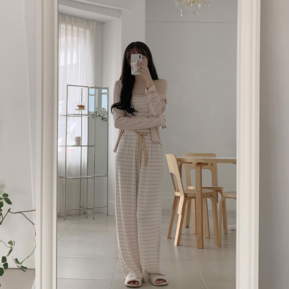 캡내장잠옷 수유잠옷 파자마파티 3피스 공주 긴팔 노브라 홈웨어 세트 이미지 7
