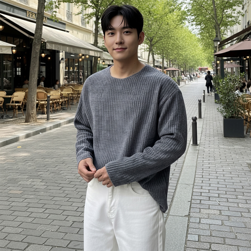 남자긴팔티 쭉티 롱슬리브 네이비 - 상세 이미지 2