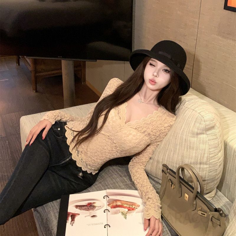 가을 여성용 긴팔 쉬폰 블라우스 레이스 디테일 세련된 루즈핏 스타일 데일리 코디 하객룩으로 추천하는 고급스러운 디자인 - 상세 이미지 5