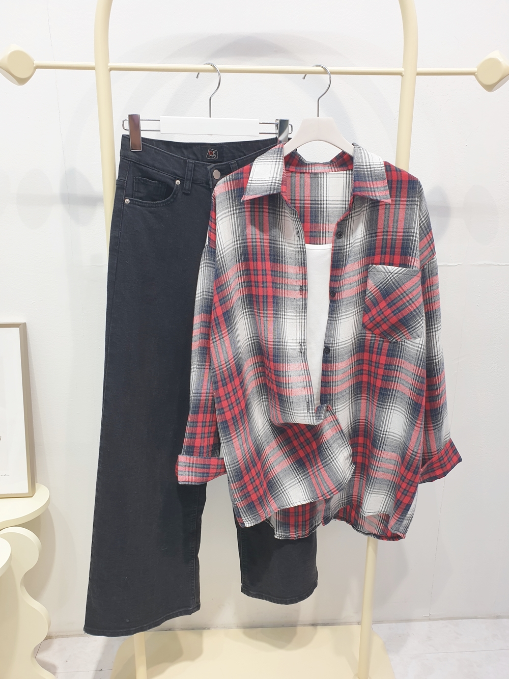 여성 루즈핏 체크 셔츠 남방 긴팔 오버핏 캐주얼 데일리룩 - 상세 이미지 3