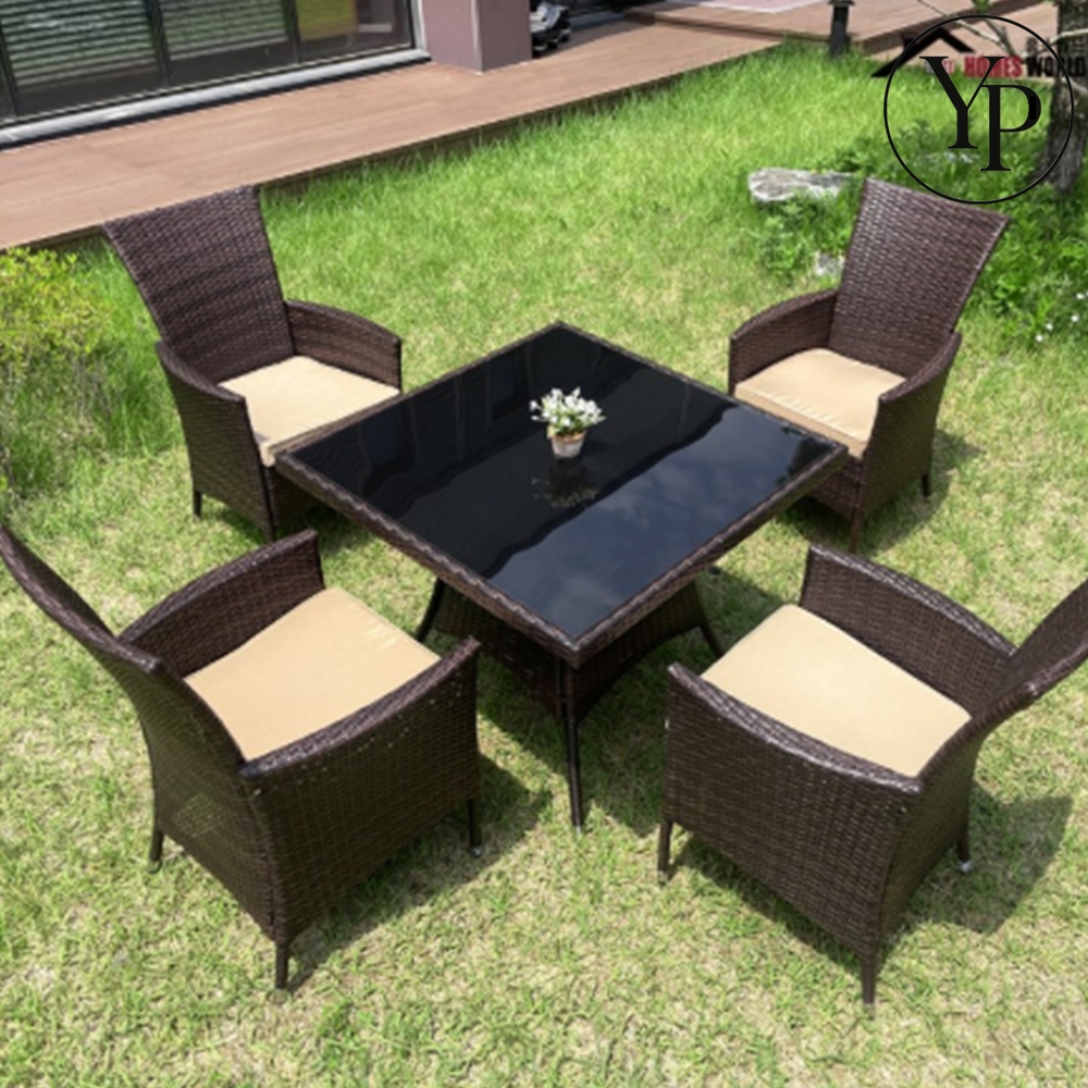 라탄 야외 테이블 세트 4인용 정원 마당 인테리어 사각 의자 셋트