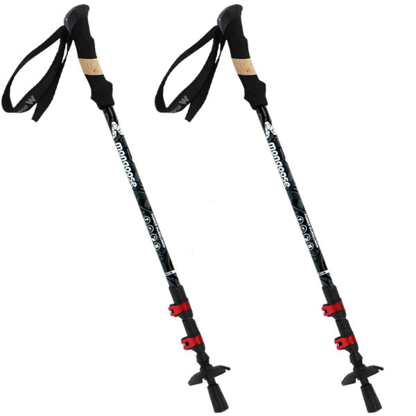 몽구스 초경량 등산스틱 2개세트 등산 지팡이 그레이블랙, 스피드락3단 - 상품 이미지