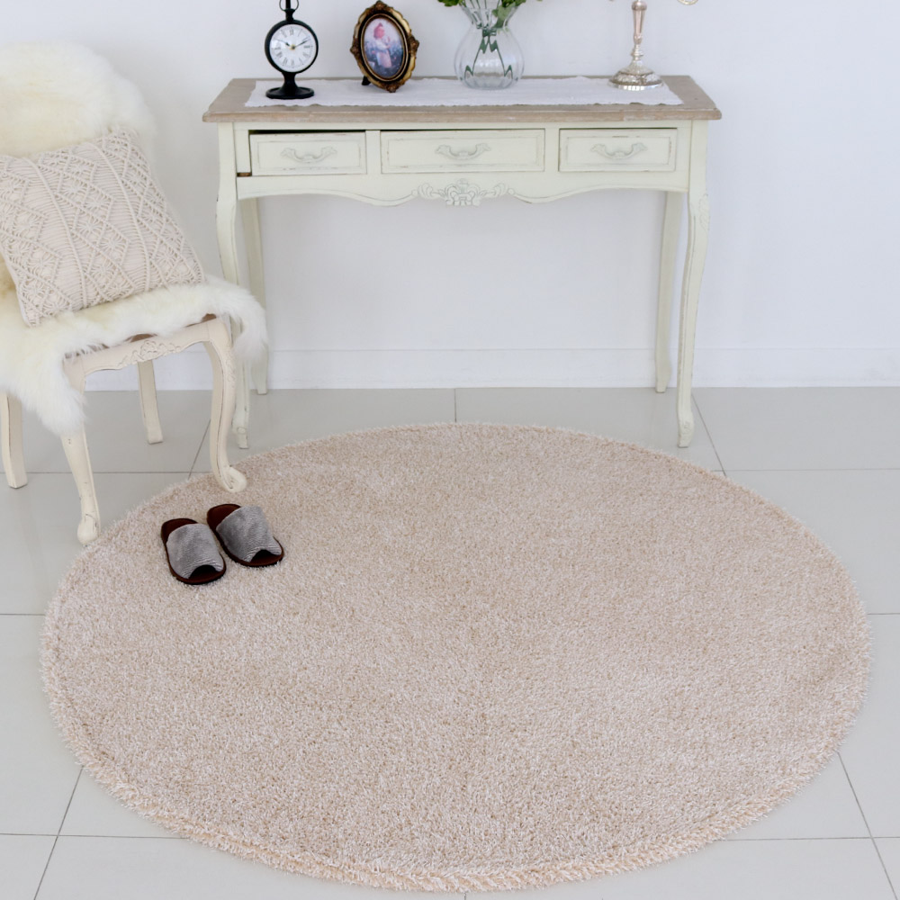 먼지없는 워셔블 장모 온감 러그 대형 거실 침실 원룸 루틴 아이보리, 원형 150