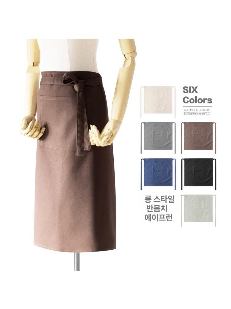 데님 허리 앞치마 카페 주머니 서빙 요리 연청 주방 주방용 방수 여성용 홀서빙 네이비 성인 소매 세트 - 상세 이미지 2