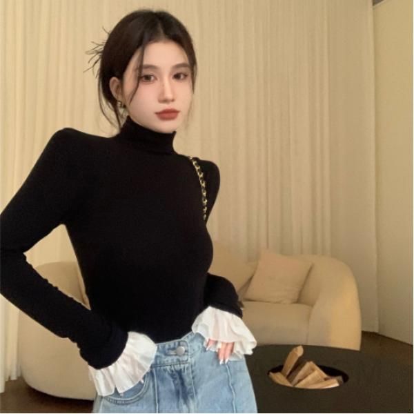 여성용 슬림핏 소프트 엘라스틱 긴팔 티셔츠 가을 겨울 데일리 웜한 착용감 캐주얼 스타일 올매치 활용도 높은 - 상품 이미지