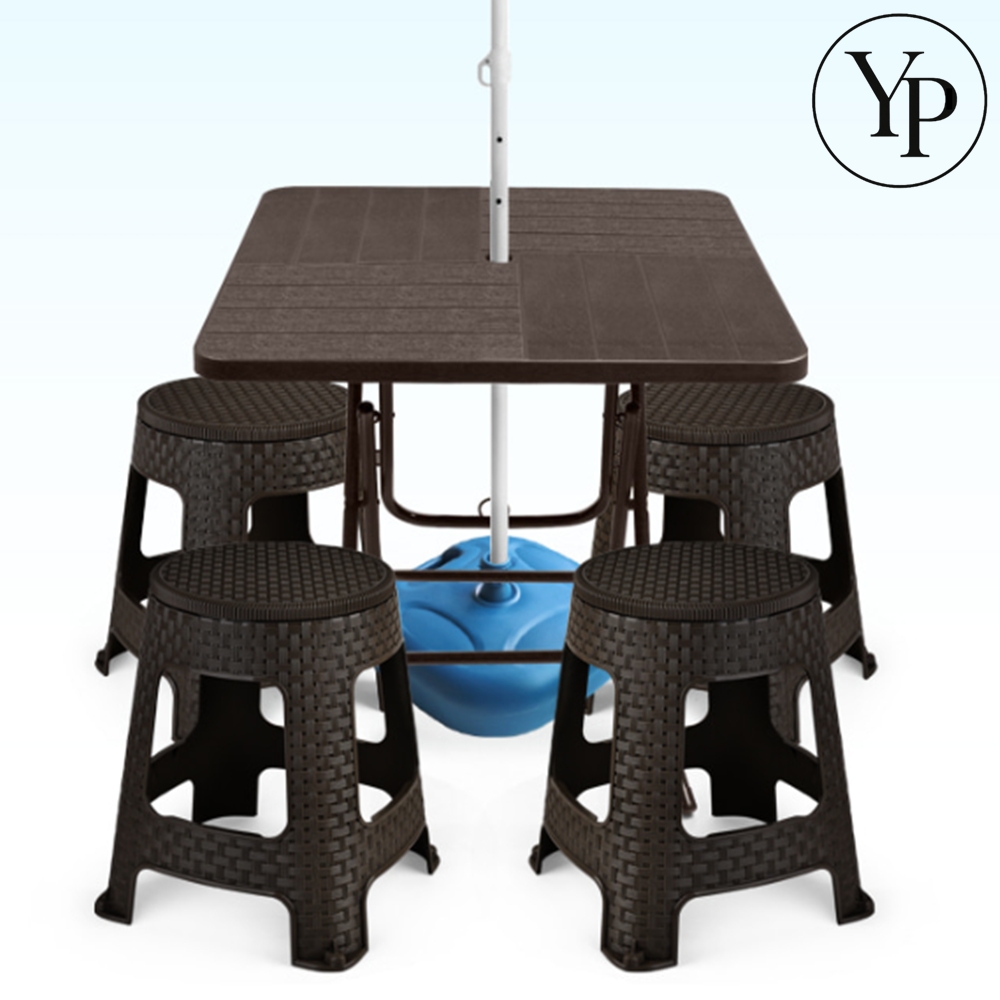 야외 파라솔 테이블 세트 플라스틱 편의점 포장마차 테라스 원형 탁자