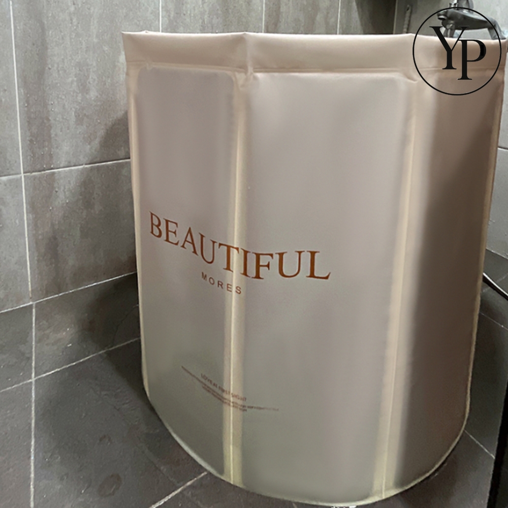 원형 간이 욕조 1인용 미니 반신욕 가정용 원룸 자취 접이식 보온 목욕탕 사우나