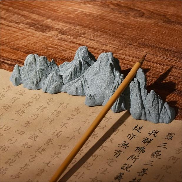 서예 붓 받침대 붓거치대 홀더 서예도구 돌재료 산모양 장식 - 상세 이미지 5