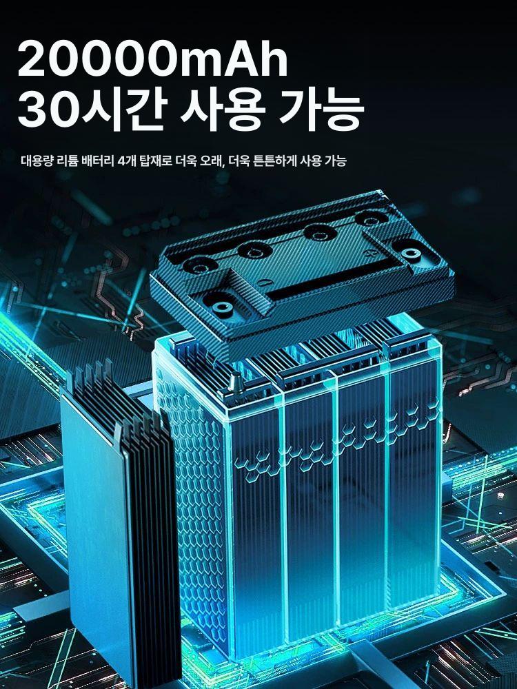 휴대용 허리 선풍기 옷속 등풍기 탁상용 목걸이 목에거는 냉각 태풍기 바디팬 넥풍기 아이언맨 5000mAh 20000mAh - 상세 이미지 2