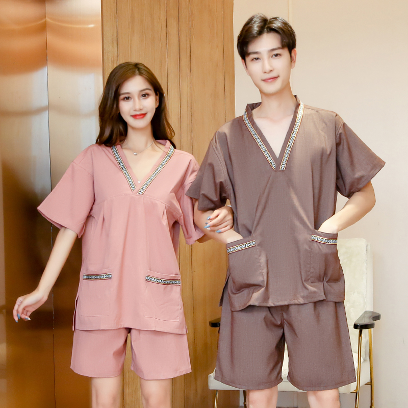 잠옷 황토 사우나복 찜질복 불가마 활동복 마사지복 퍼플 풀오버 남성용 XL - 상세 이미지 2