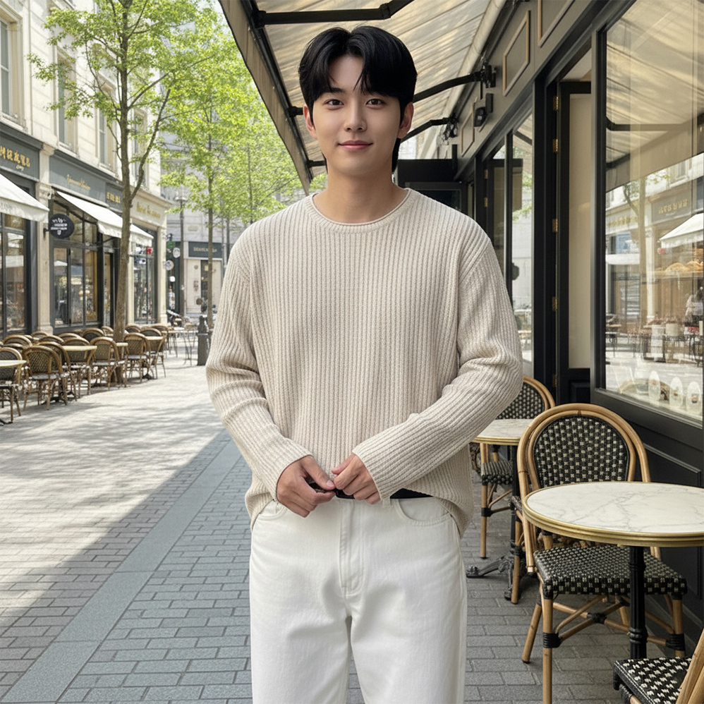 남자긴팔티 쭉티 롱슬리브 네이비 - 상세 이미지 3