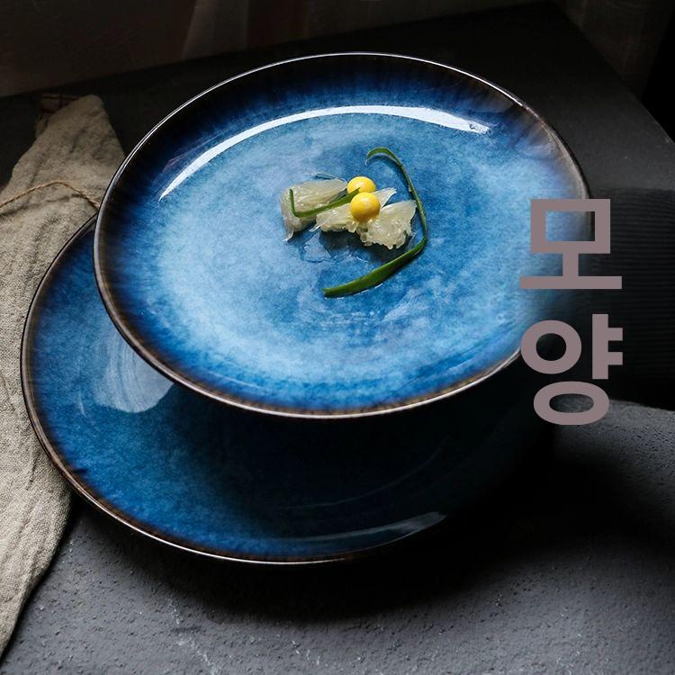 세라믹 플랫 라운드 도자기 일체형 직수형 플레이트 접시 그릇 앞접시 도자기그릇 8인치 - 상세 이미지 4
