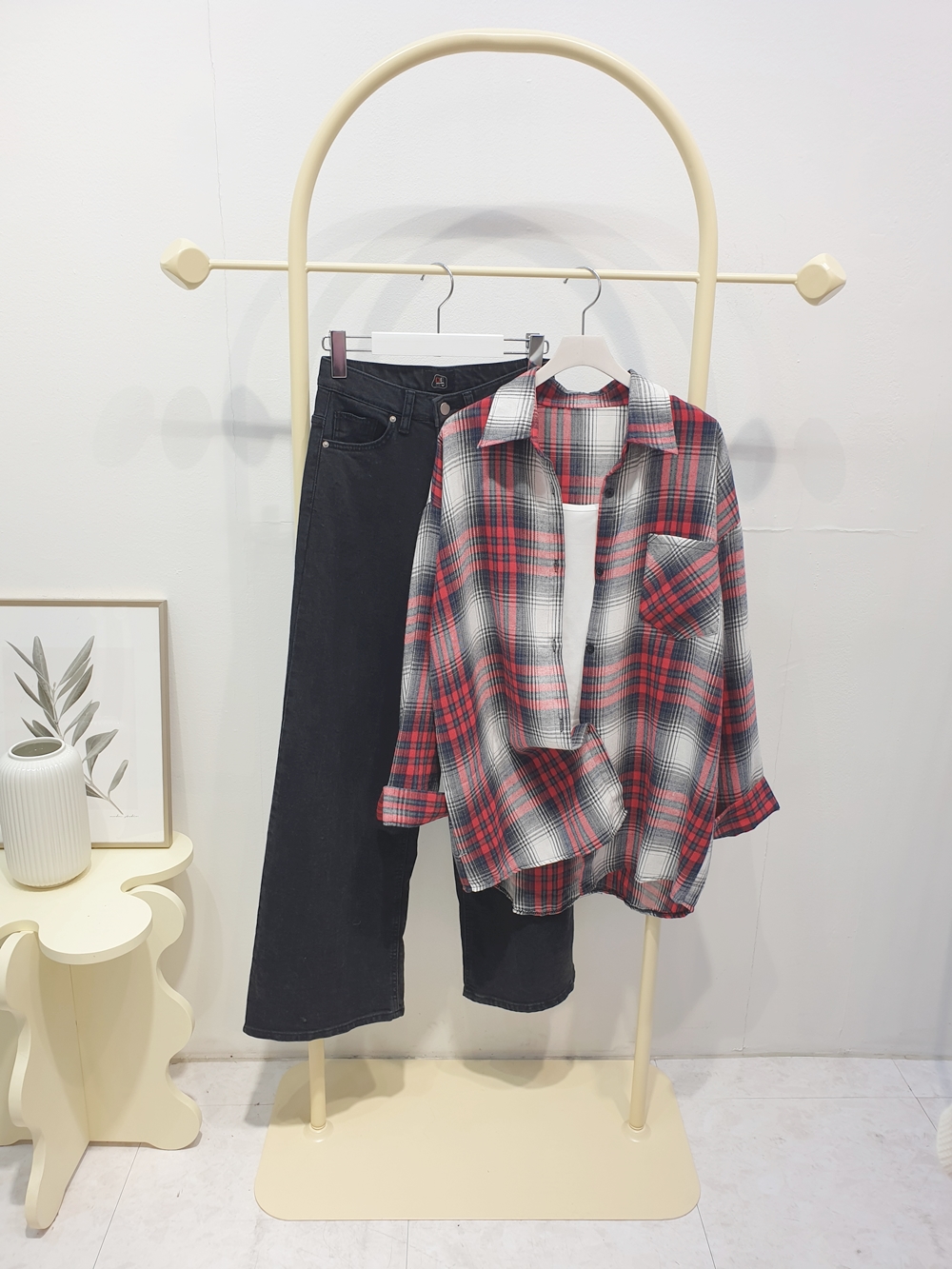 여성 루즈핏 체크 셔츠 남방 긴팔 오버핏 캐주얼 데일리룩 - 상세 이미지 2