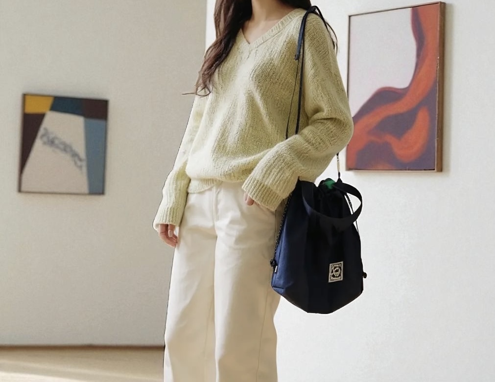 데님 투웨이 스트링 복조리백 파우치 세트 이미지 7