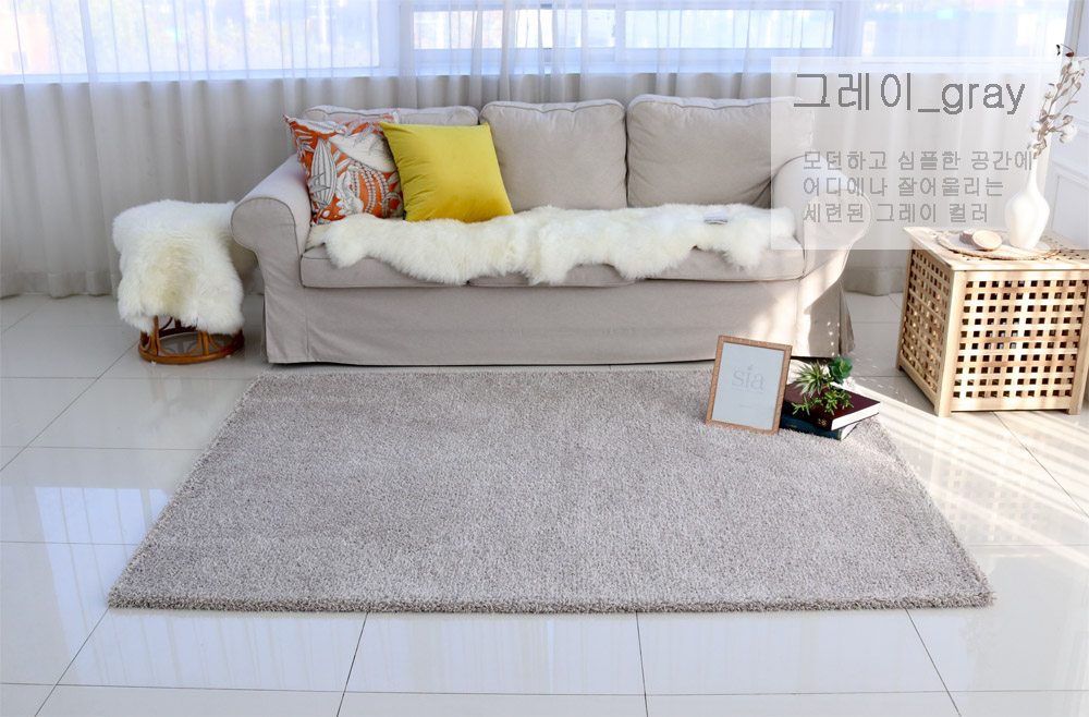 먼지없는 워셔블 장모 온감 러그 대형 거실 침실 원룸 루틴 그레이, 100x150