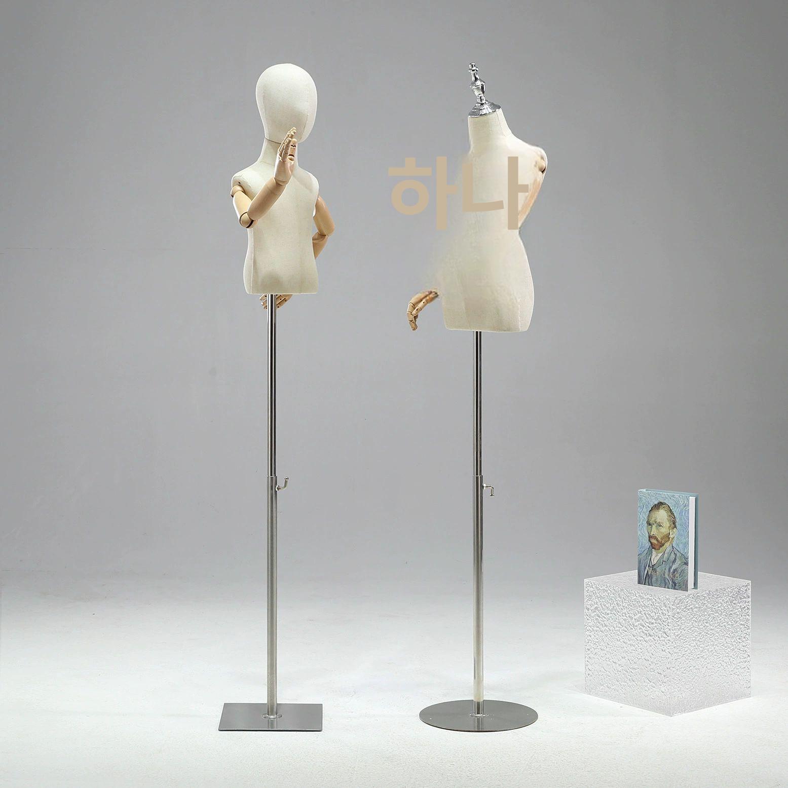 피노키오마네킹 어린이 아동복 마네킨 디스플레이 매장용 마네킹 전신 바디 상의 스탠드 실버정사각받침대+실버커버+나무손 패키지 1 - 상세 이미지 5