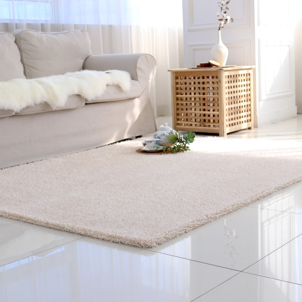먼지없는 워셔블 장모 온감 러그 대형 거실 침실 원룸 루틴 아이보리, 150x200