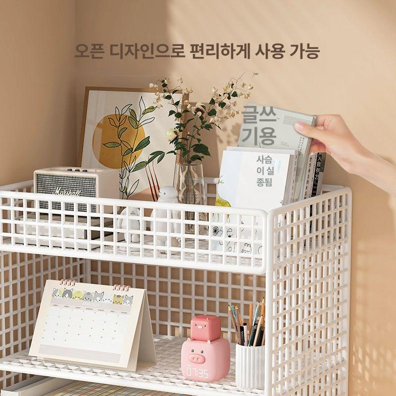 낮은 이동식 책장 만화 거실책꽂이 거실 서재 인테리어 북케이스 서재인테리어 틈새 화이트 2단 중간 책상용 - 상세 이미지 3