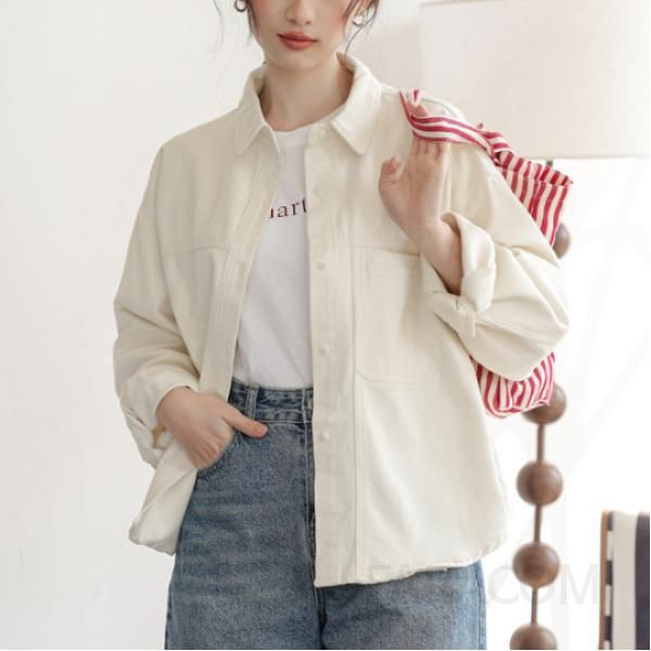 여성 데님 긴팔 셔츠 세련된 스타일로 올매치 가능한 가을 코튼 셔츠 레이어드하기 좋은 캐주얼룩 활용도 높은 편안한 착용감 - 상품 이미지