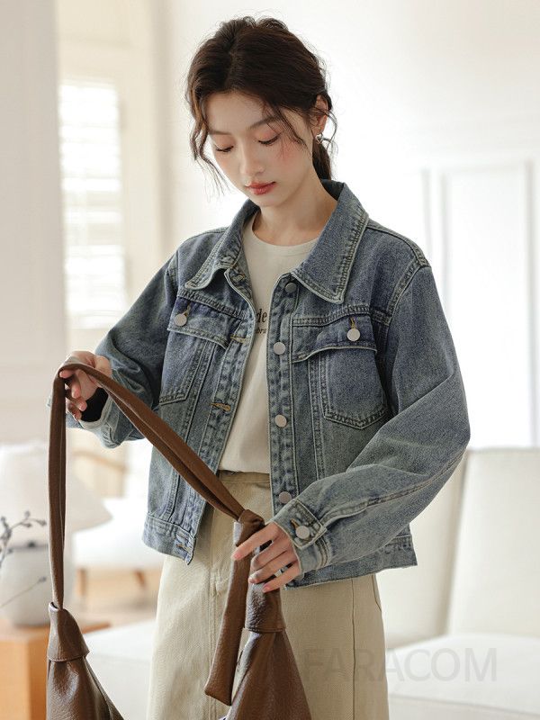 여성 루즈핏 데님 재킷 아메리칸 캐주얼 스타일 오버핏 청자켓 가을용 데일리 아우터 코디 다양한 활용도 편안한 착용감의 트렌디한 디자인 - 상세 이미지 4