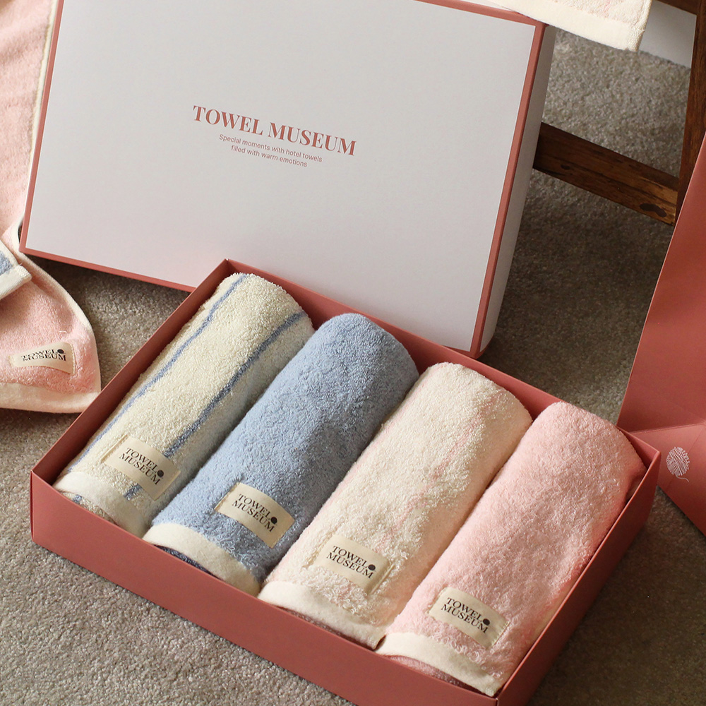 [단독] 소프트터치 40수 코마사 타올 선염 하프 미니멀 200g 호텔수건 세트 선물포장