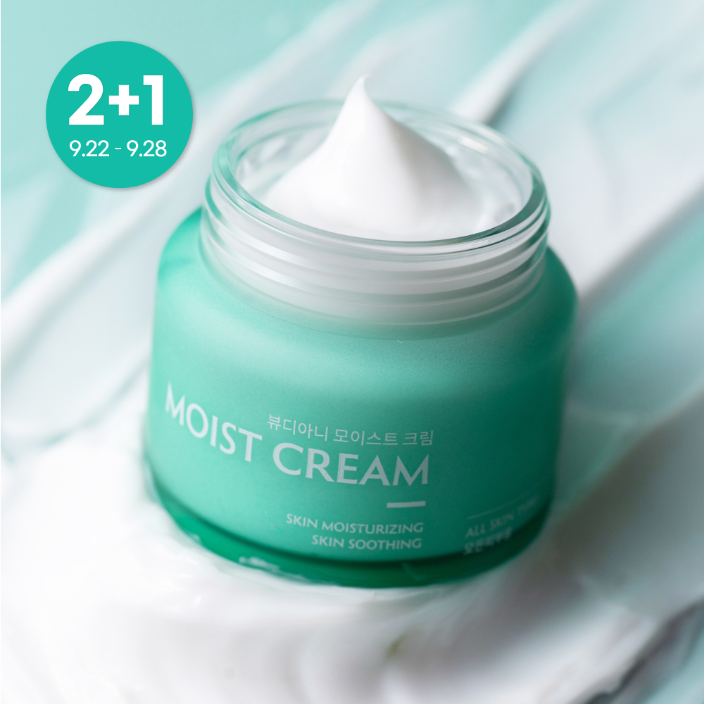 뷰디아니 모이스트 수분크림 50ml 쉐어버터 히알루론산 속건조 피부진정 저자극 보습크림