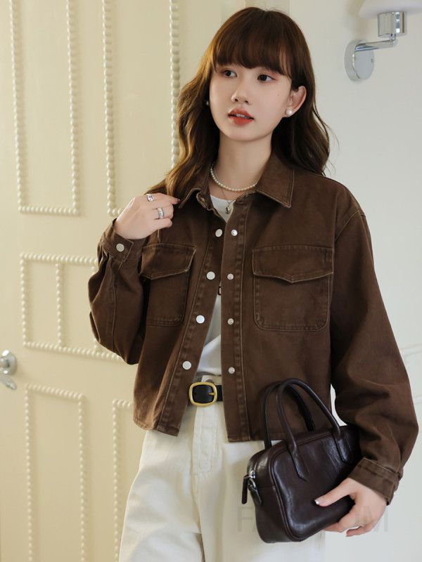 여성용 루즈핏 캐주얼 데님 셔츠 재킷 스타일 워싱 청남방 가을 데일리로 활용도 높은 포켓 장식 긴팔 탑 - 상세 이미지 4