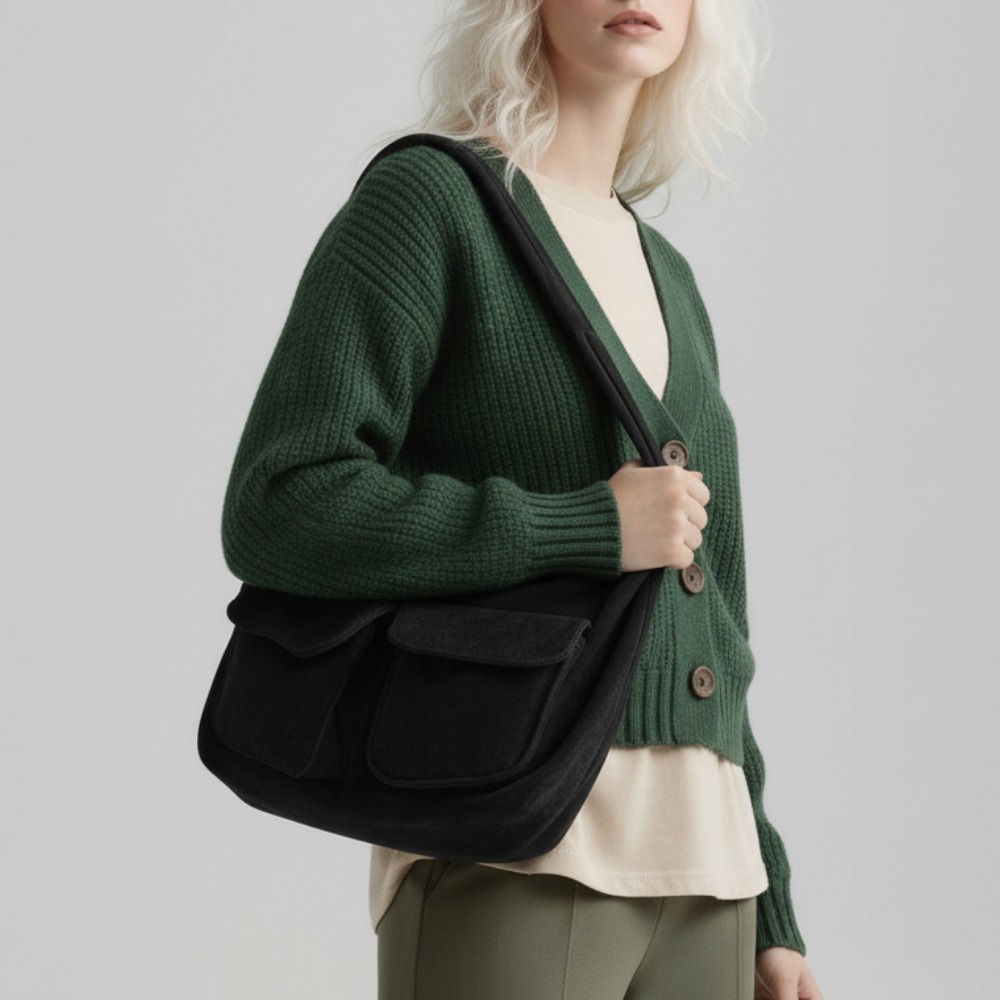 스웨이드 가죽 숄더백 보부상 가방 데일리 겨울 쇼퍼백 가벼운 세무 호보백 M1022975 - 상세 이미지 4