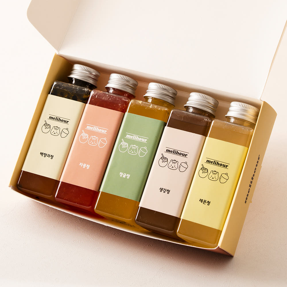 멜리아우어 수제청 선물세트 650g 레몬 자몽 청귤 패션후르츠 생강 과일청 답례품