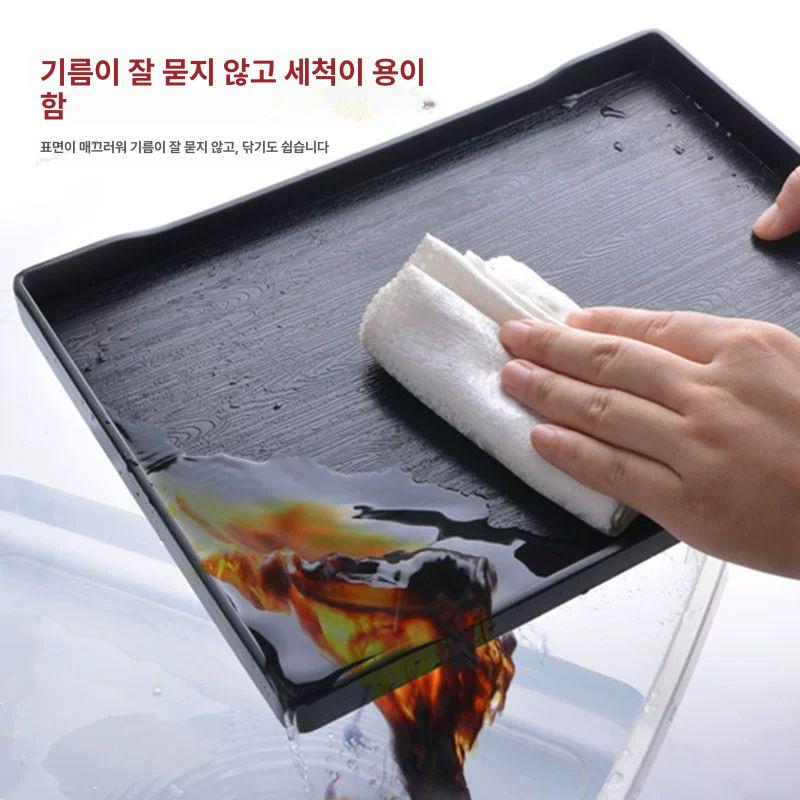 차트레이 쟁반 차반 플레이트 대형 가정용 식당 전통 다도 복고 직사각형 다판 홈카페 티타임 멜라민 8000 블랙 - 상세 이미지 5