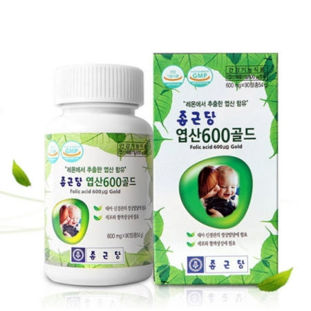 티케이마켓 임산부 출산전 세포형성 엽산 600골드 90정 건강기능식품